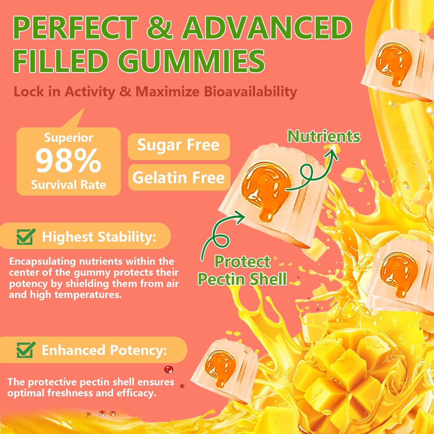 Probiotic Kombucha Gummies Sugar Free Prebiotic Postbiotic Probiotics Gummy for Women and Men Bloating Gut Health Immune and Digestive Support - 60 Gummies - 30 Servings - Image 4