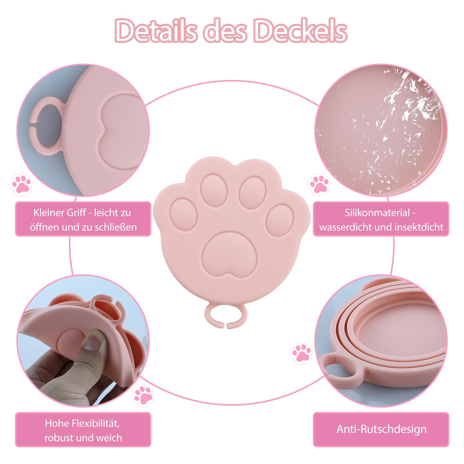 REBECCAHOWARD 6 Pezzi Simpatici Cucchiai a forma zampa con coperchio e apriscatole,Coperchio l'alimentazione degli in silicone, Multifunzionale e senza BPA Cucchiaio Apriscatole,per Animali