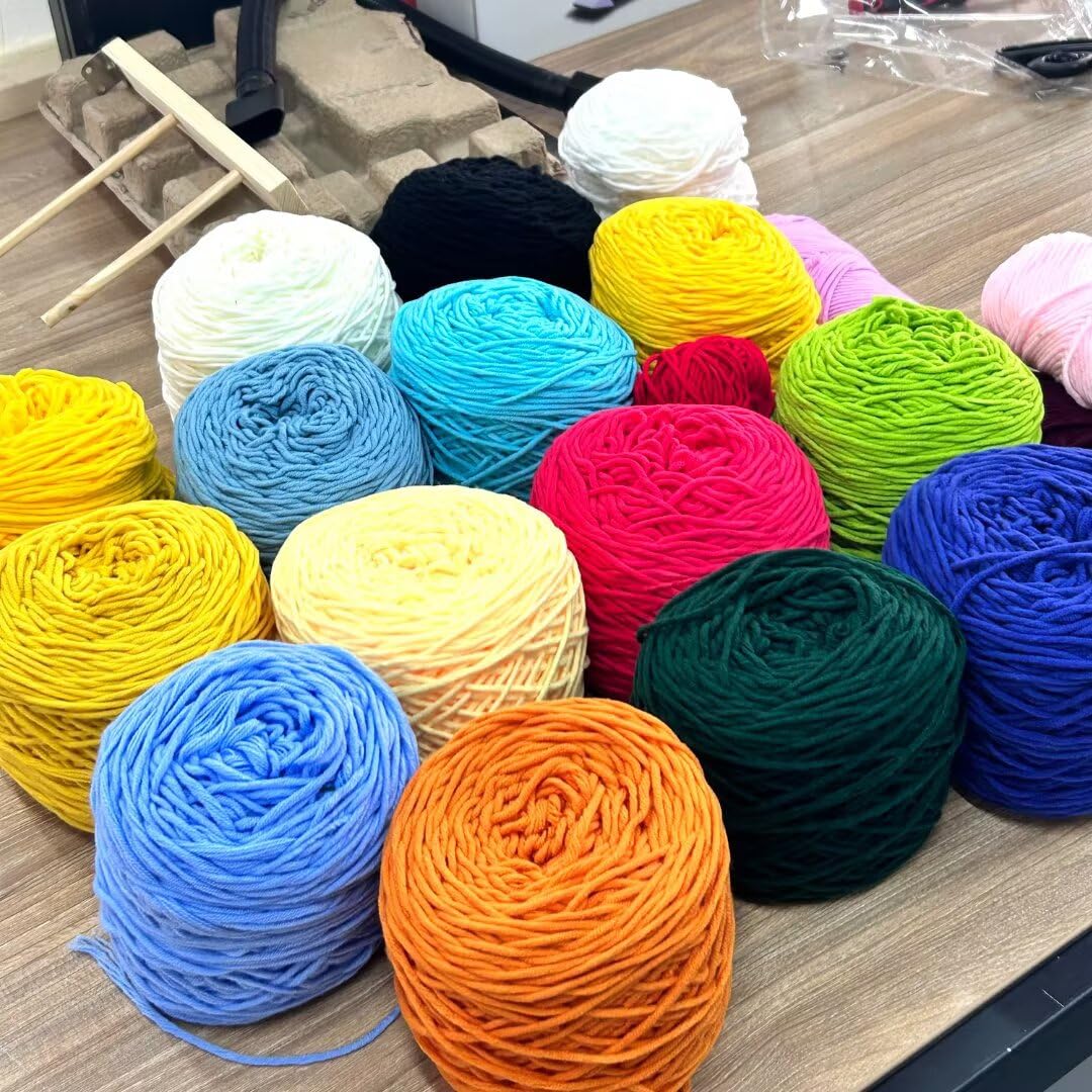 8-fädiges Tuftinggarn zur Teppichherstellung,5mm dicker Faden,Baumwoll- und Polyester-Mischgarn für Tuftingpistole und Häkeln,Wollknäuel zum Häkeln mit der Punch Needle,Set mit 12 x 100g Garnknäueln