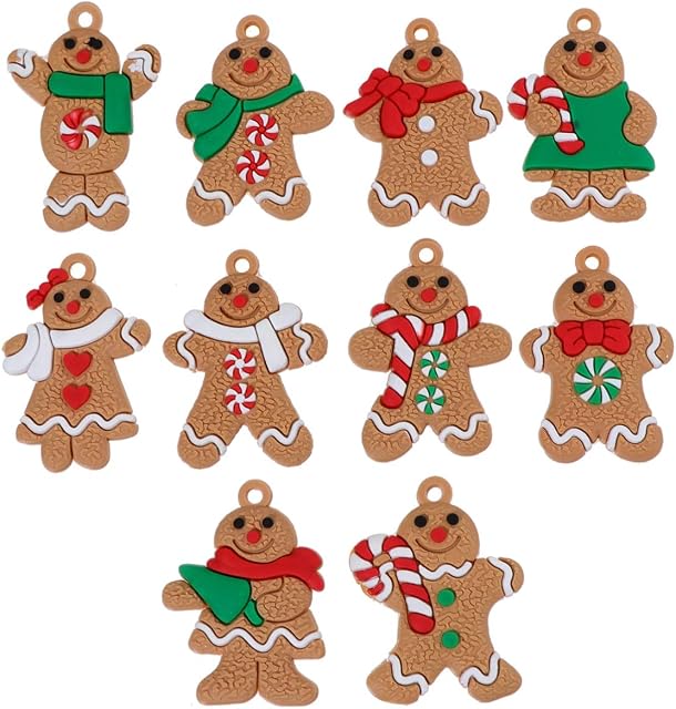 BESPORTBLE 10Pcs Christmas Gingerbread Man Hanging Pendant PVC Gingerbread Doll for Christmas Tree Decor
