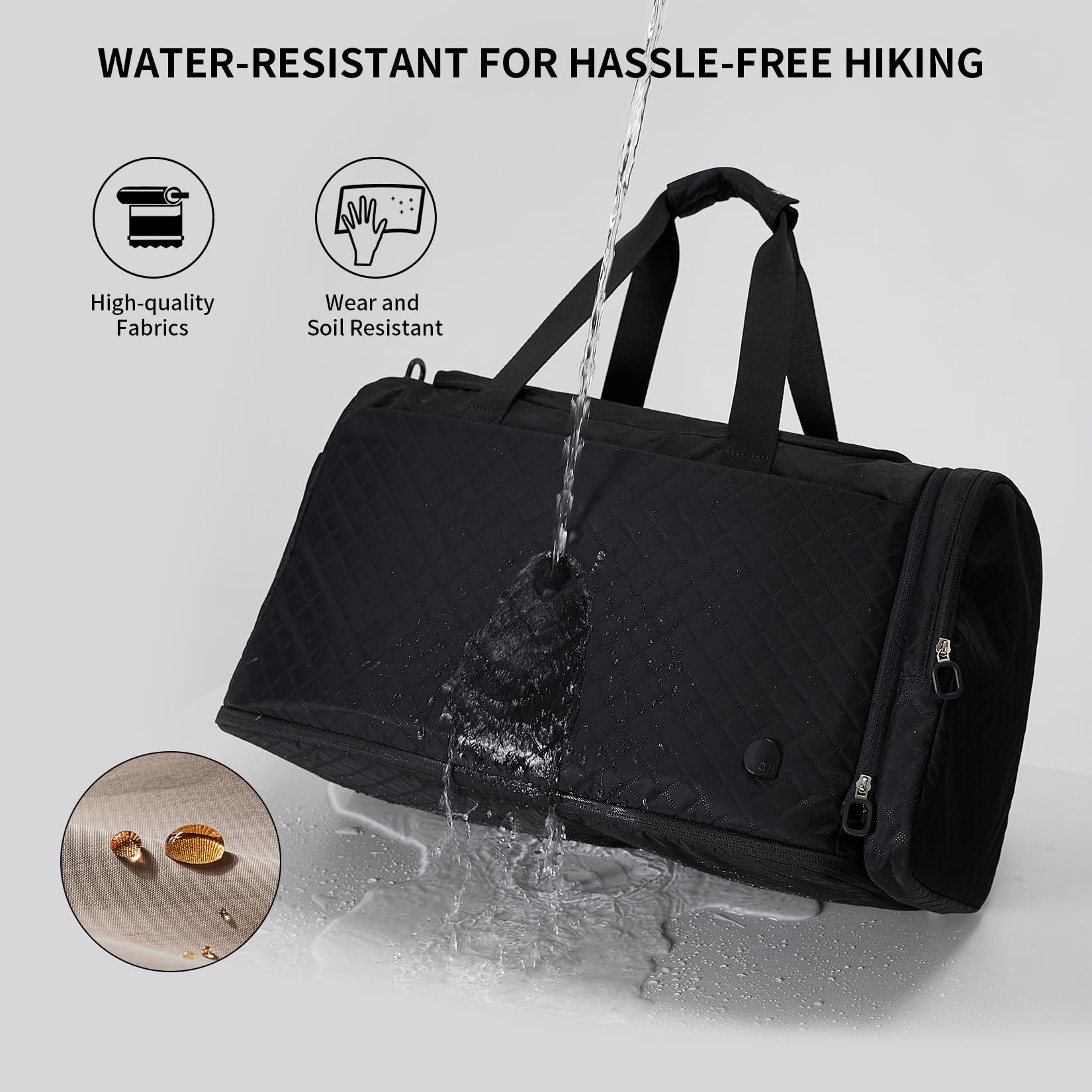 aji Reisetasche Damen Herren mit Abnehmbarer Kosmetiktasche, Separatem Schuhfach, Laptop-Fach und Feuchtigkeitsgetrenntem Fach, Weekender Leicht, Handgepäck Tasche für Reise Fitness Sport, Schwarz