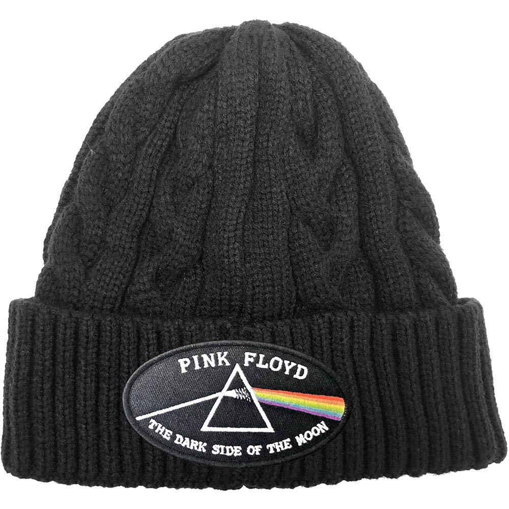 Paradiso Clothing Unisex Pink/Dark/Black Floyd Side Of The Moon Border Cable Knit Beanie Hat - One Size