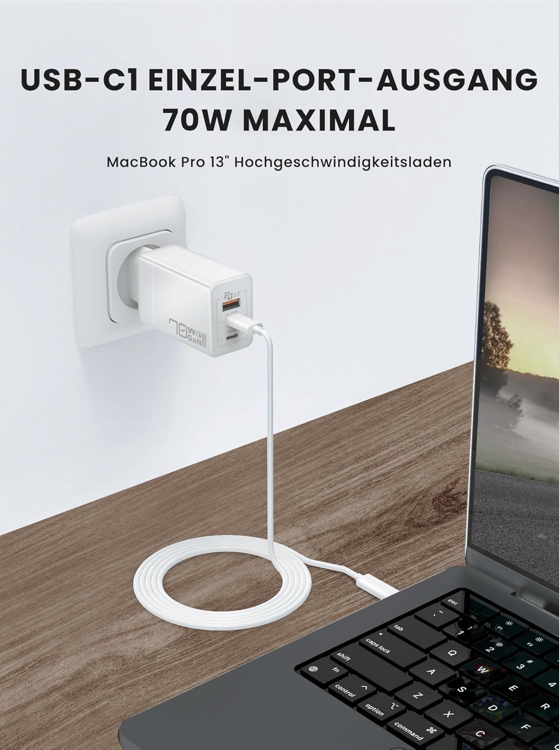 Caricatore USB C PD3.0 GaN Rapido Alimentatore 3 Porte per MacBook Pro Air M1 M2 Dell XPS iPhone iPad Pro Air Google Pixel Samsung Galaxy S23 Ultra Plus S22 Steam Deck