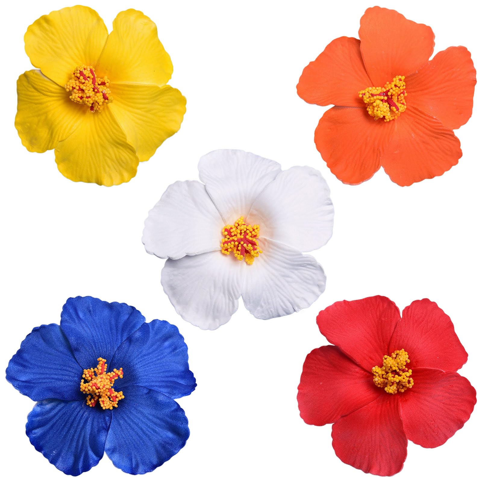 GWAWG 5Pcs Hawaiian Flower Clip for Women Tropical Flower Hair Decoration, Hibiscus Hair Clip