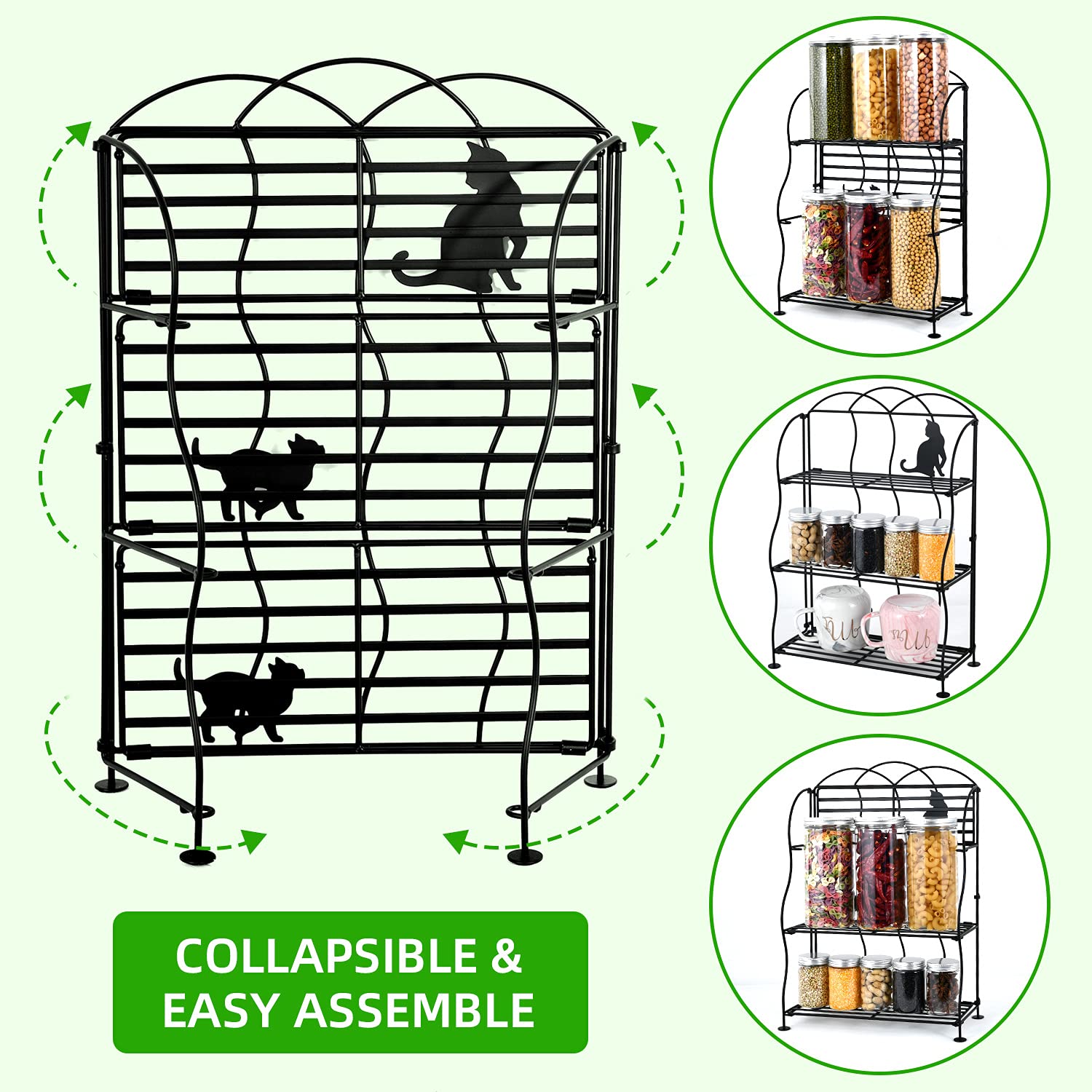 Estante Organizador De Gabinete Expandible, Estante Apilable Para Encimera De Cocina Estante De Especias De Metal Resistente Para Gabinete Cocina