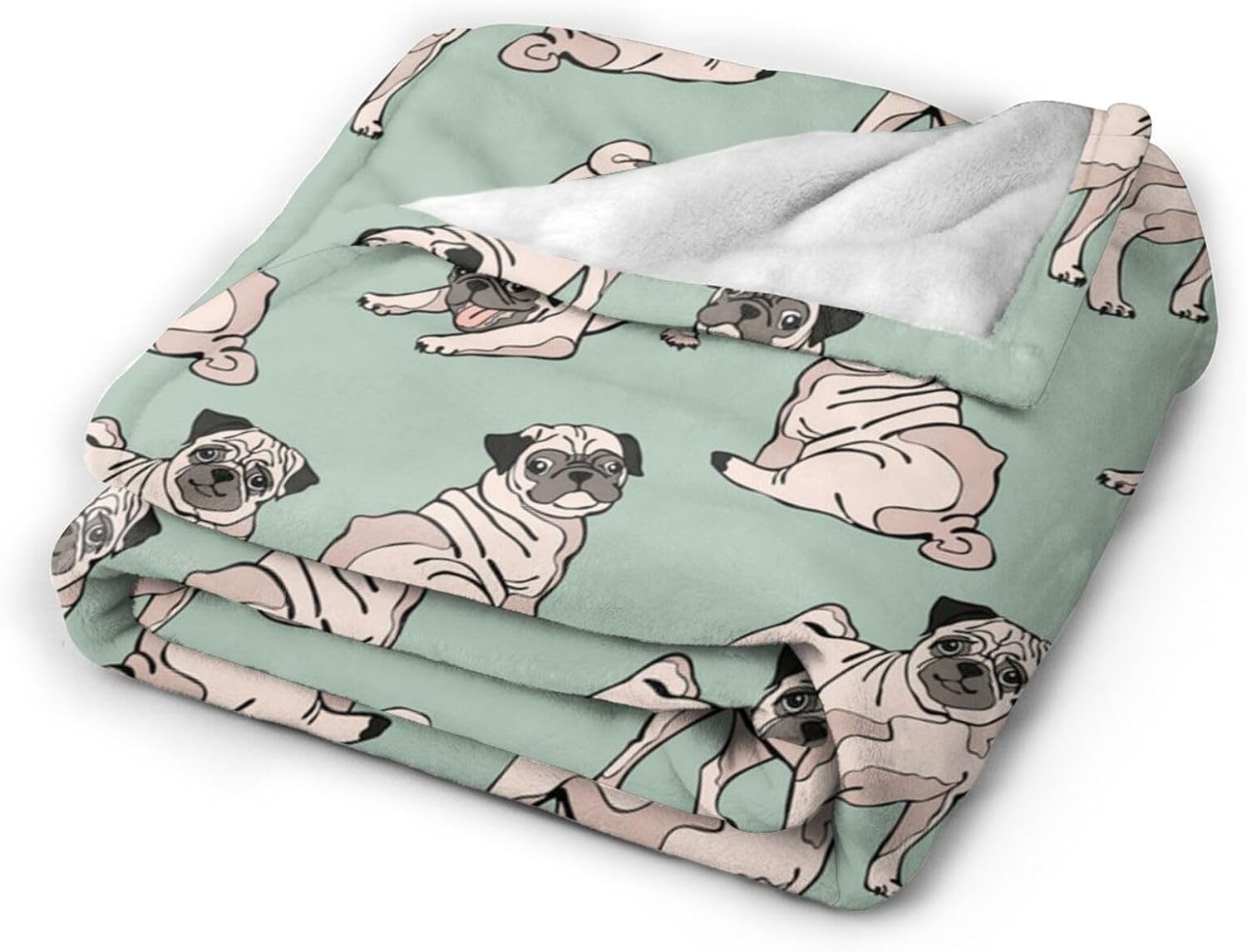 Cute Dogs Fleece Blanket Lightweight Ultra-Soft Pug Lovers Throw Blanket for Sofa Couch Bed Camping Travel - Super Soft Cozy Microfiber Blanket 50"X40" - Image 2