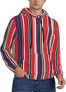 SDEGTHO Colorful Stripes Mens Christmas Oversized Hoodies Classic Hoodie Pullover Hoodies For Men Streetwear Sweatshirts