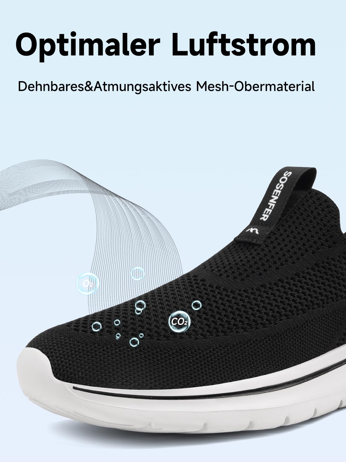 Sosenfer Schuhe Herren Slip On Sneaker Fitness Turnschuhe Atmungsaktiv Ohne Schnürsenkel Walkingschuhe Hands-Free Freizeit Schlupfschuhe