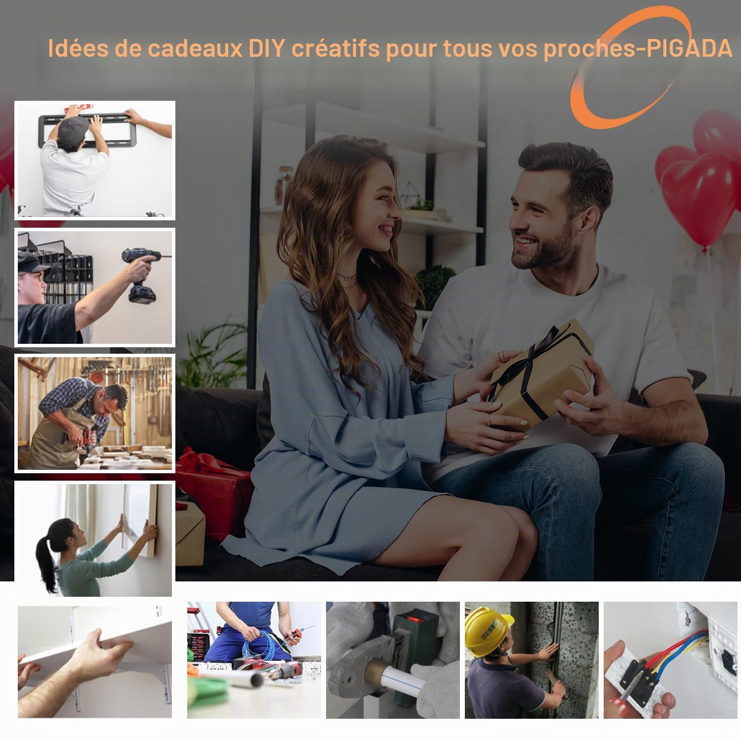 PIGADA Détecteur mural 6 en 1, détecteur de métaux jusqu'à 12 cm, écran HD LCD, testeur bois/métaux/fil CA