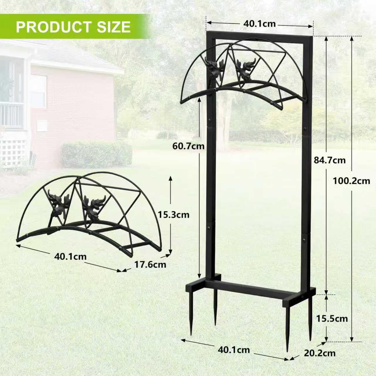 ATR ART TO REAL Soporte para manguera de jardín, colgador de manguera independiente con recubrimiento en polvo de acero, almacenamiento sin enredos y mantiene el patio ordenado, 100 cm de alto x 45 cm