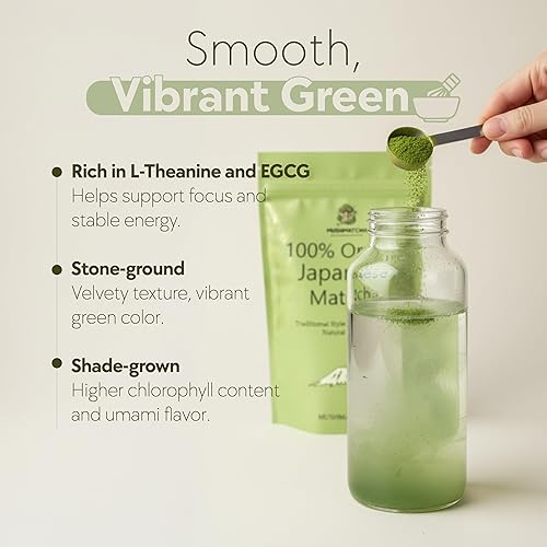 Miniatura 3 de Polvo matcha orgánico de estilo japonés  Grado ceremonial 6A premium  Rico en antioxidantes  Vegano, suave y energizante  3.53 oz  50 porciones