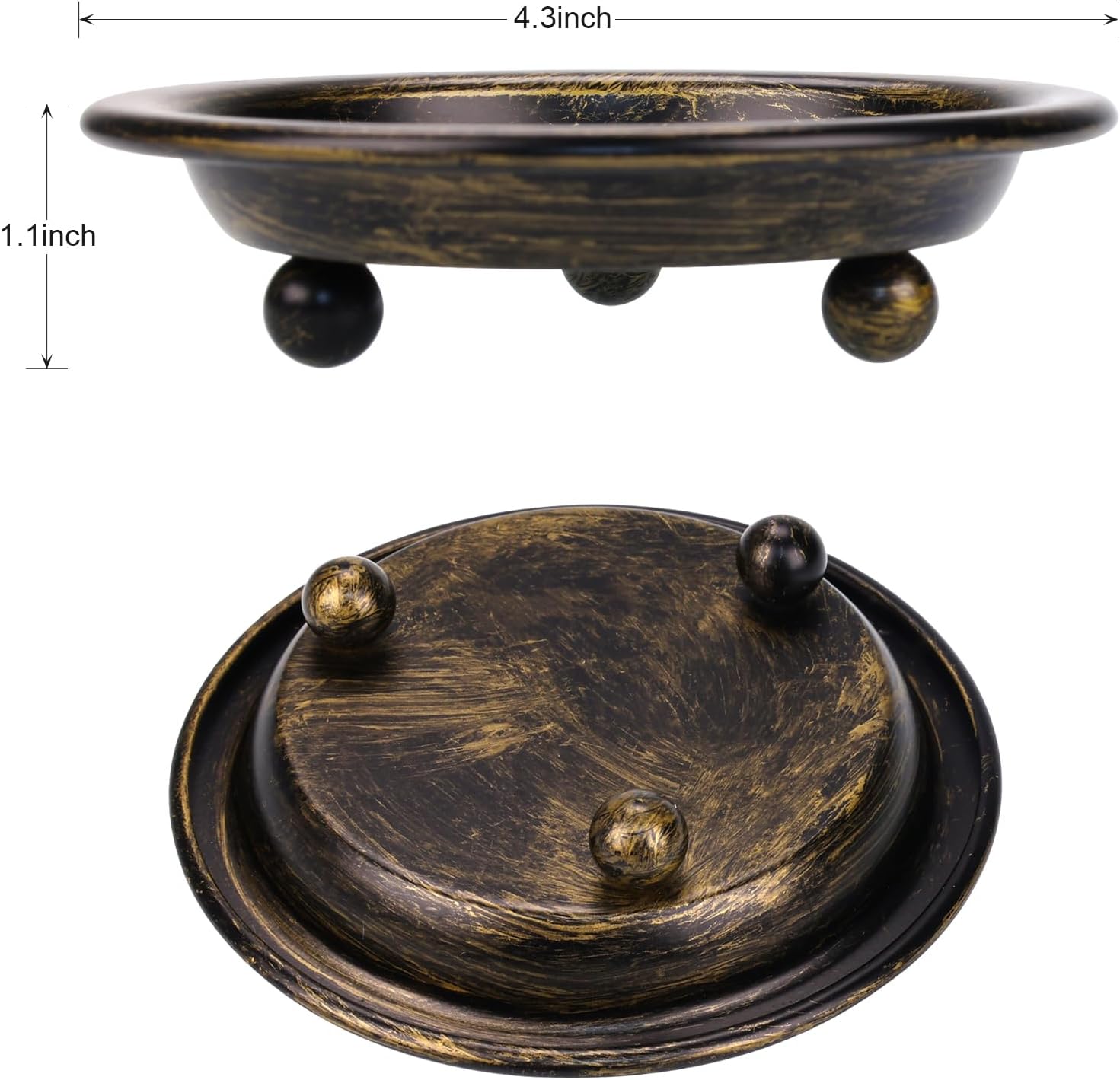Vintage Candle Holder Trays, 2Pack 4.2" Iron Plates for Pillar Candles