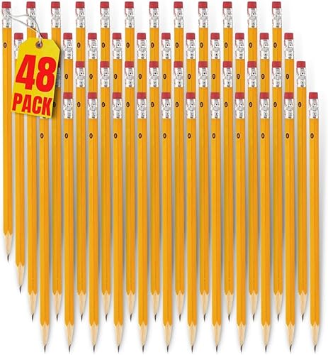 Always23 Lápices de madera, amarillos, preafilados, lápices con borradores, #2 HB 48 unidades