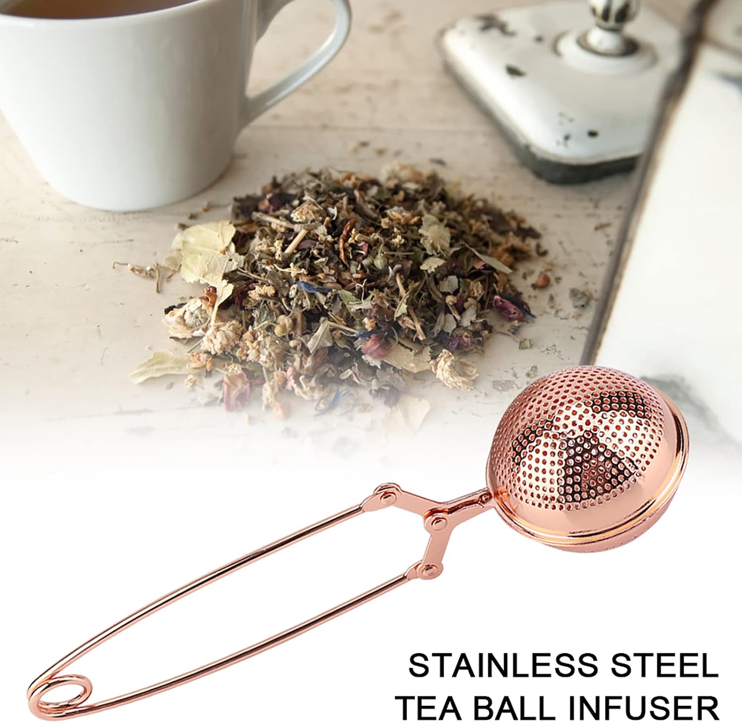 Snap Tea Strainer with Handle, Portable Stainless Steel Tea Infuser Strainer Reusable Shape Teapot Filter