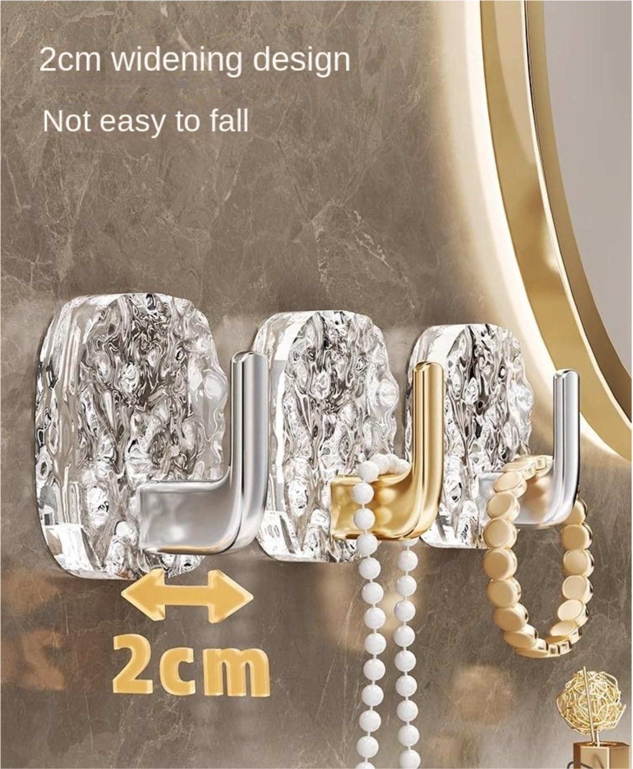 Kleiderhaken Kunststoff Wand Haken Punch Kostenloser Licht Luxus Klebrigen Wohnzimmer Badezimmer Tür Dekoration(Gold,8pcs)