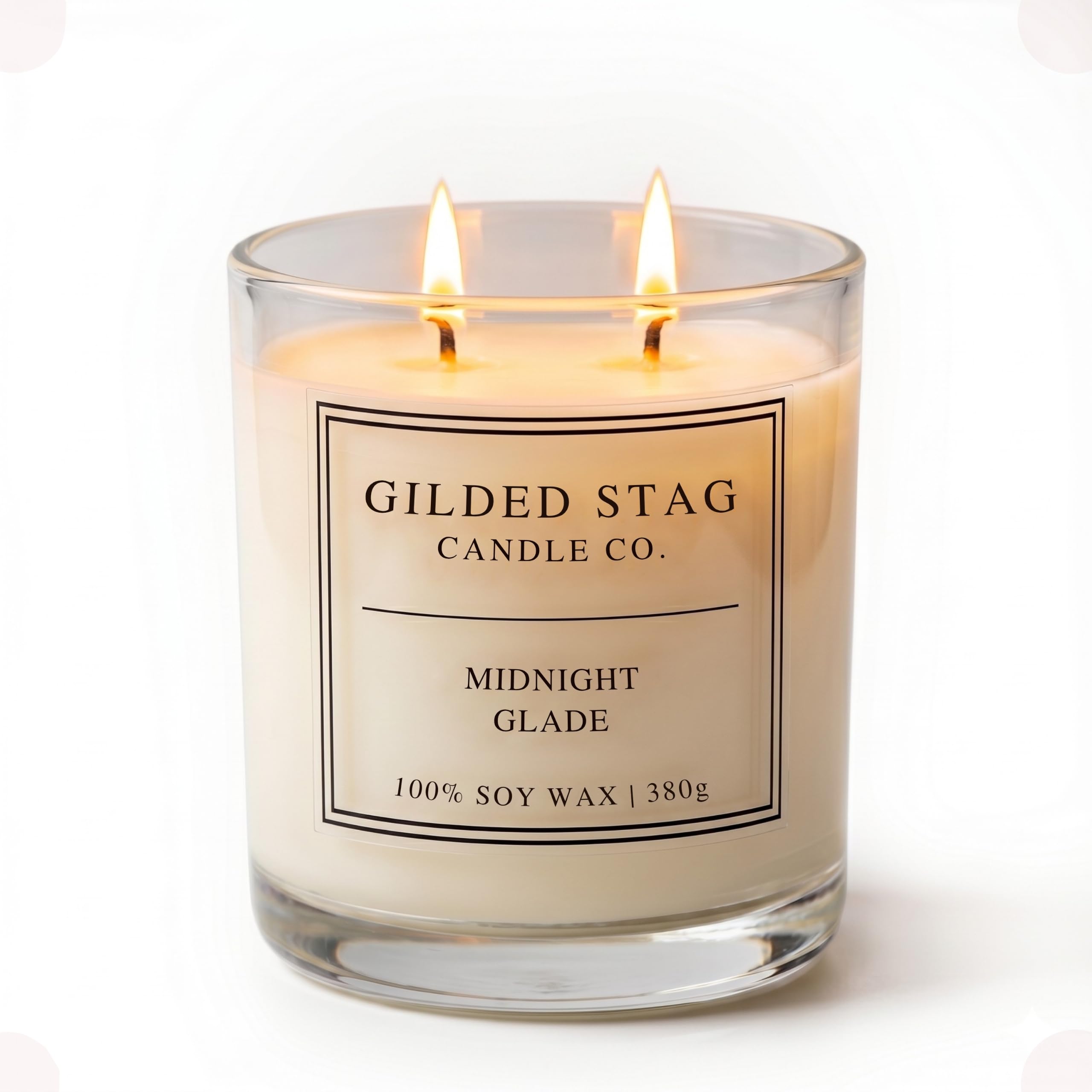 Gilded Stag Scented Candle - Midnight Glade - Large 2 Wick Soy Wax Candle - Luxury Home Décor Fragrance & Gifts for Women - 50 Hours Burn, 50cl Glass Jar