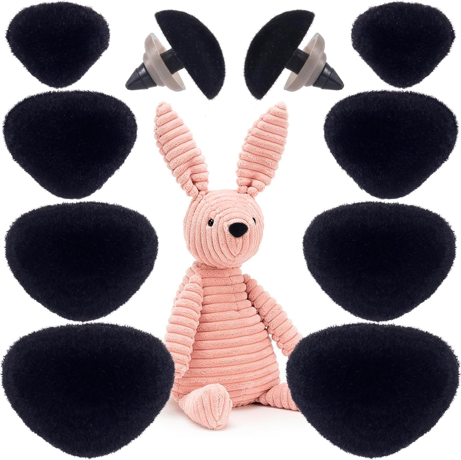 Alpinleux 32 Pcs Safety Noses for Crocheting, Craft Noses, Plastic Doll Noses, Suffed Crochet Noses for Plush Animals, Knitted Animals, Teddy Bear Dolls (Black)