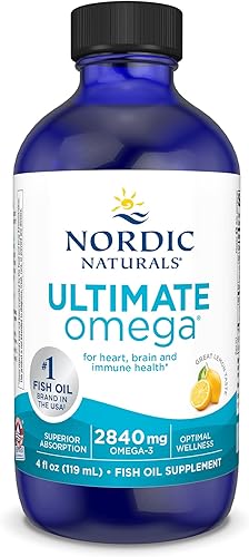 Miniatura 1 de Nordic Naturals Ultimate Omega Liquid sabor a limón 4 onzas 2840 mg de Omega-3 suplemento de aceite de pescado Omega-3 de alta potencia con EPA y