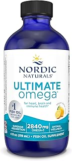 Nordic Naturals Ultimate Omega Liquid, Lemon Flavor - 4 oz - 2840 mg Omega-3 - High-Potency Omega-3 Fish Oil Supplement with EPA & DHA - Promotes Brain & Heart Health - Non-GMO - 24 Servings