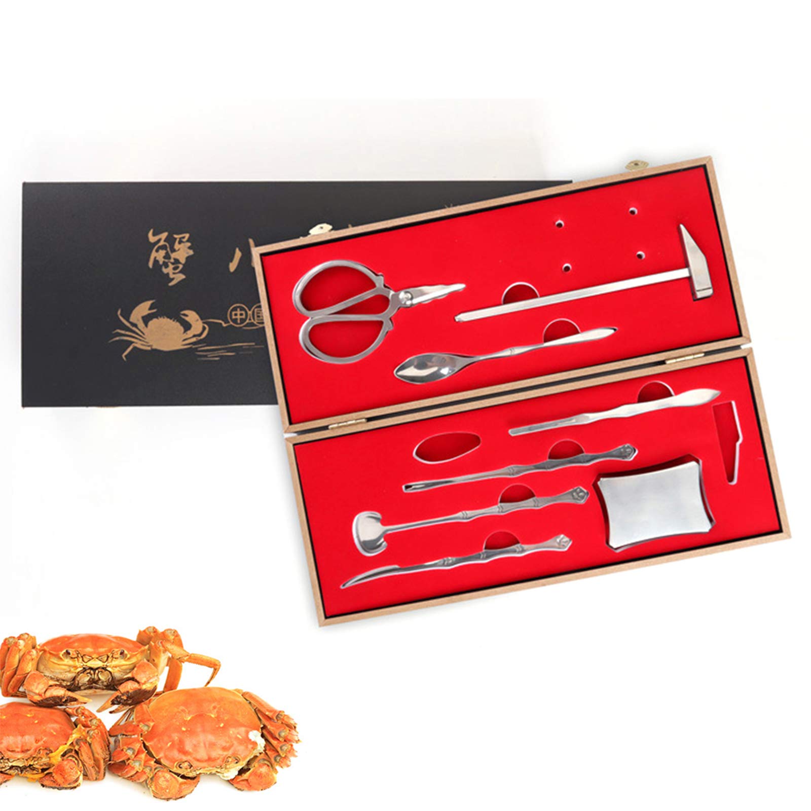 DSYYF Stainless Steel Crab Tool Set 8PCS, Professional SeaFood Tool Lobster Crab Cracker Tools with Storage box