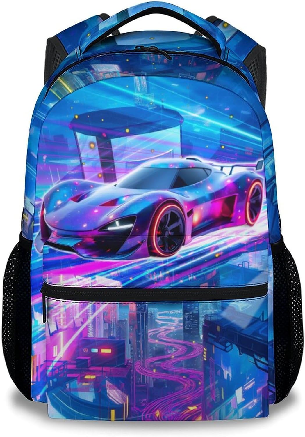 Boys Backpack, School Back Pack for Kids Ages 6-8, Racing Car Backpack, 17 Inch Toddler Schoolbag for Elementary