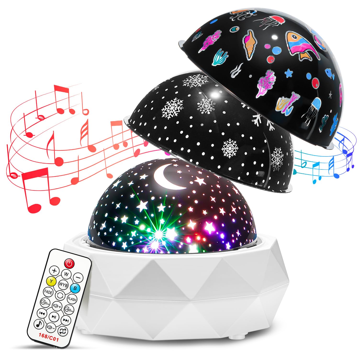 Night Light for Kids Light Projector+12 Lullabies, 8 Colors+3 Films+360° Kids Night Light Projector for Kids Room,Remote+AUTO Timer Baby Night Light, Kids Night Light Projector for Kids & Babies Gifts