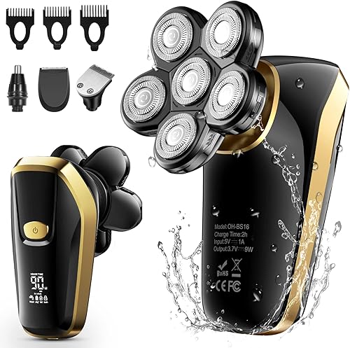 NITEEN Afeitadora de cabeza eléctrica impermeable para hombres calvos recortadora de pelo inalámbrica 6D afeitadora de barba cortadora de pelo