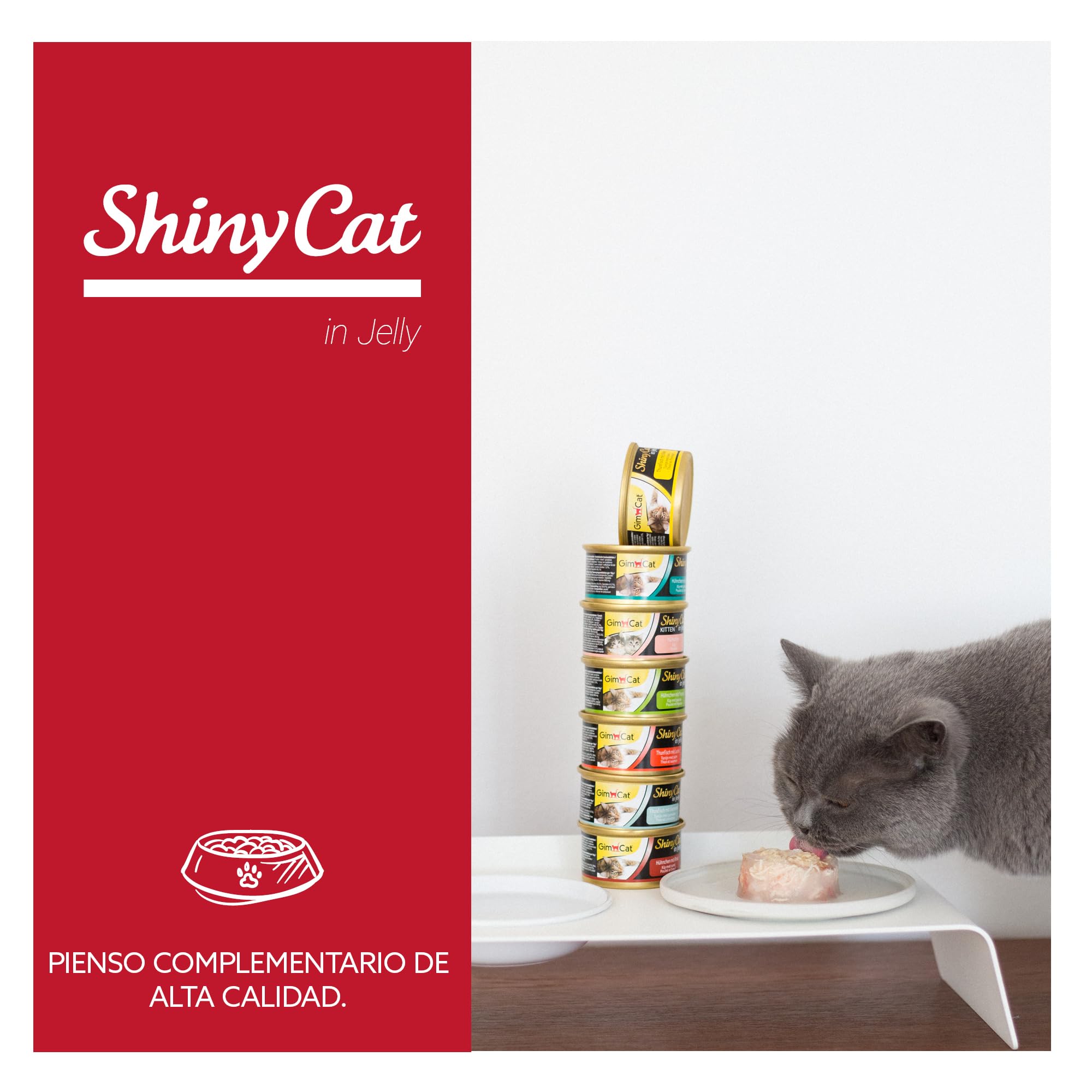 GimCat ShinyCat in Jelly, pollo - Alimento húmedo para gatos, con carne y taurina - 48 latas (48 x 70 g)