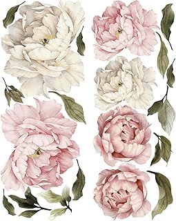 Murwall Floral Peonies Wall Decal, Peony Bouquet Flowers Removable Peel ...