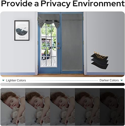 Miniatura 7 de HOMEIDEAS - Cortinas opacas para puerta francesa, cortinas de privacidad para ventana delantera, persianas con aislamiento térmico para dormitorio,