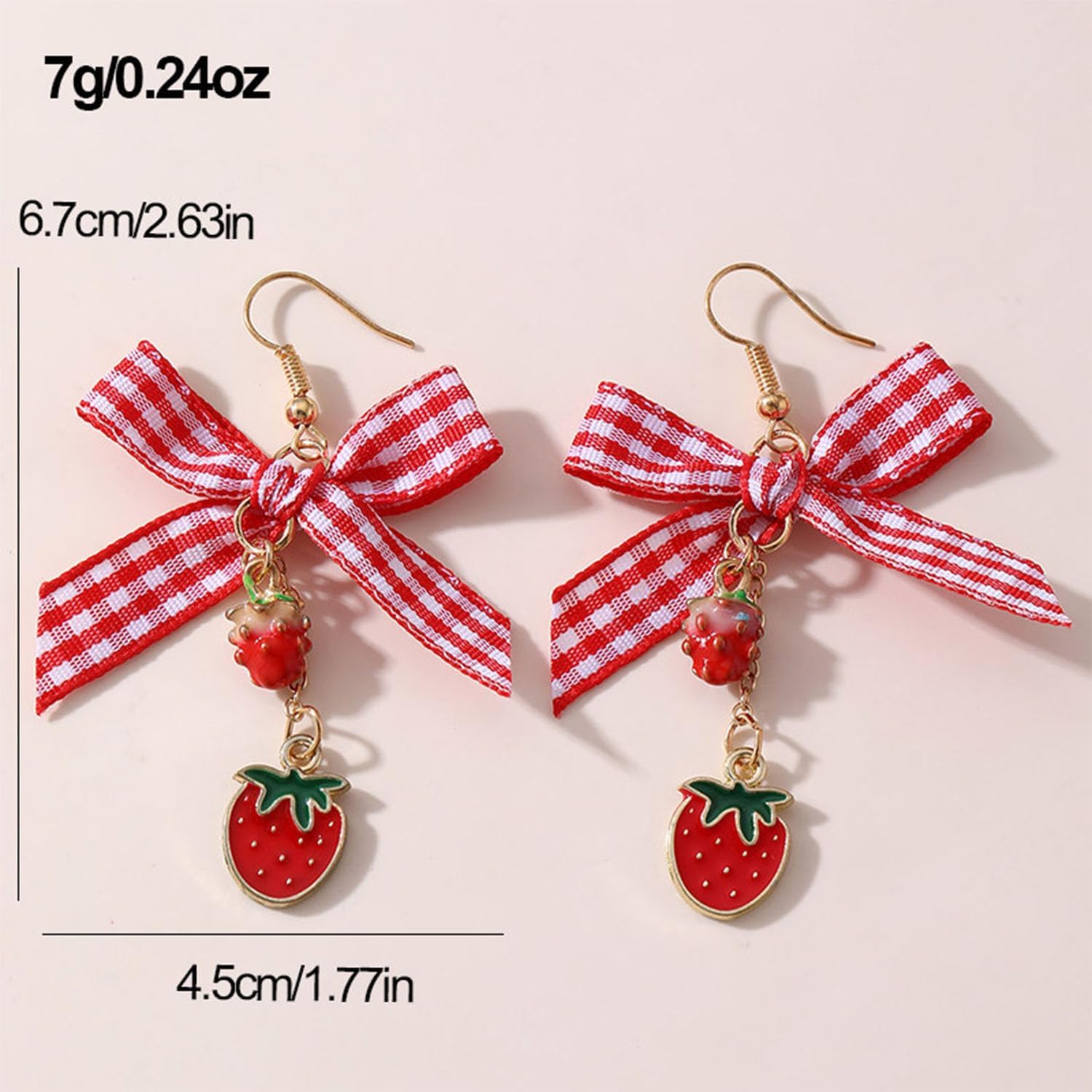 Sweet Strawberry Earrings for Women Cute Bow Strawberry Shortcake Earrings 3D Simulation Fruit Earrings for Women Jewelry - Image 4