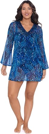 Trimshaper Womens Embroidered Coverup Dress