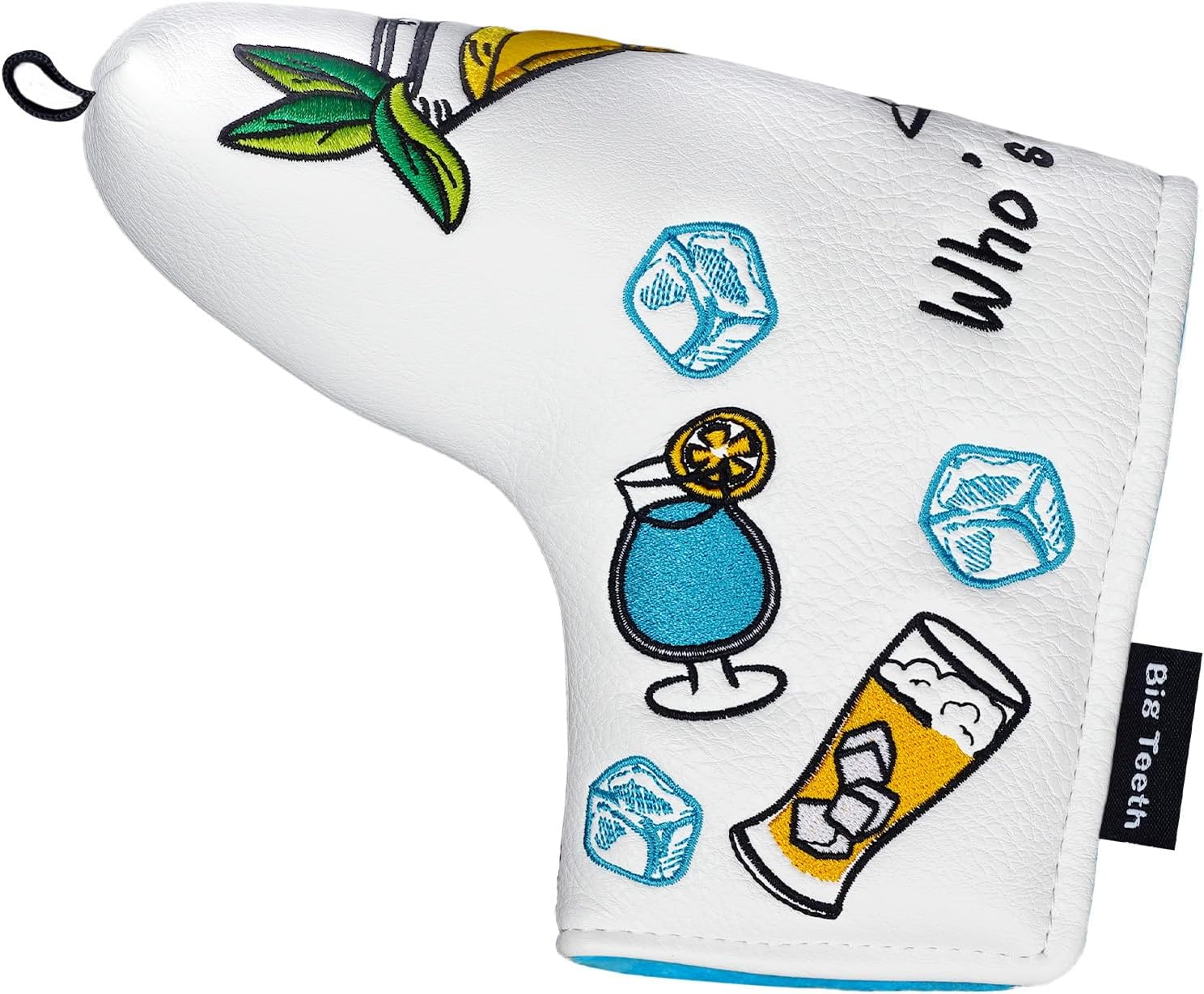 Big Teeth Golf 19th Hole Headcover, Drink-Themed Funny Driver Headcover Fairway Wood Head Covers,Putter Cover Blade Magnetic White Golf Club Covers Golf Gifts for Men and Women