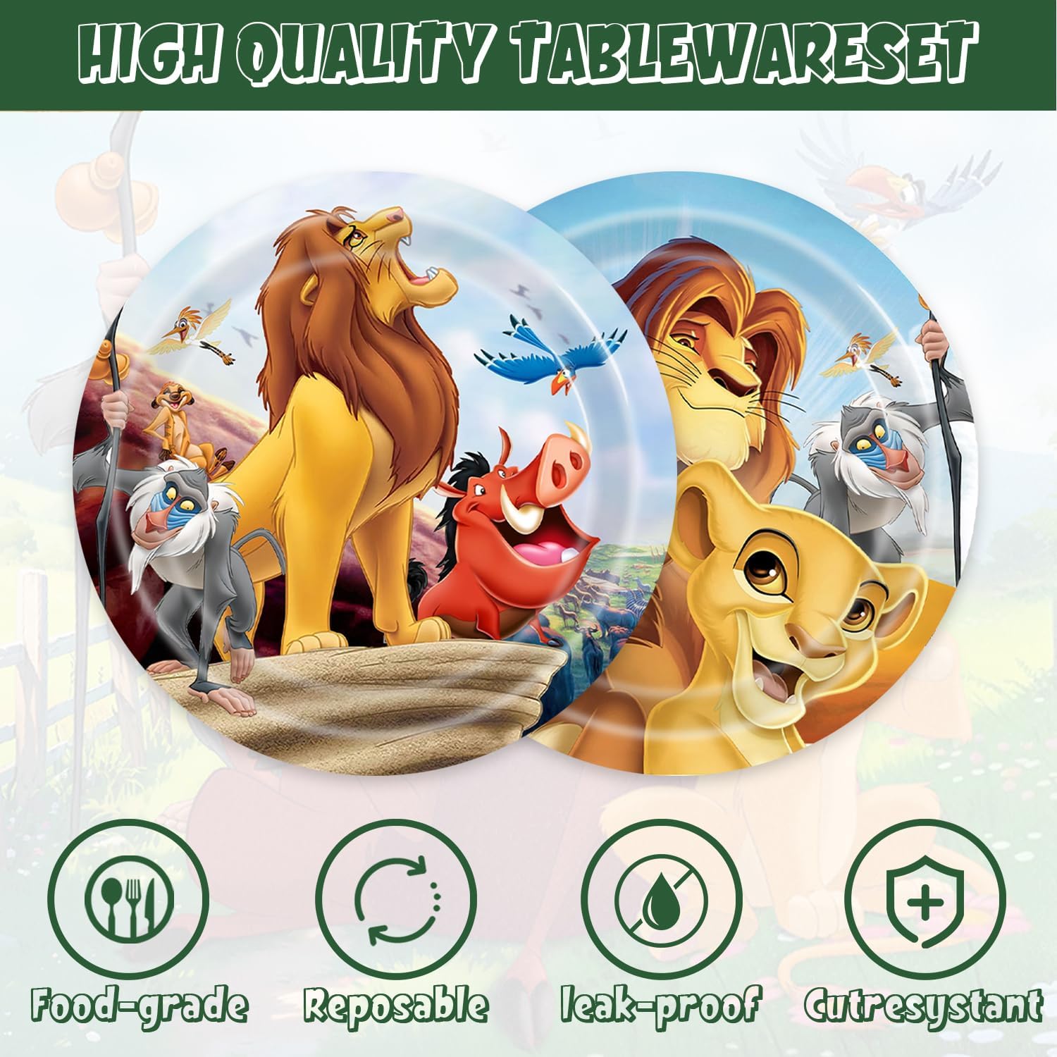 40pcs Lion King Party Supplies include 20 plates, 20 napkins for Lion King birthday party decoration