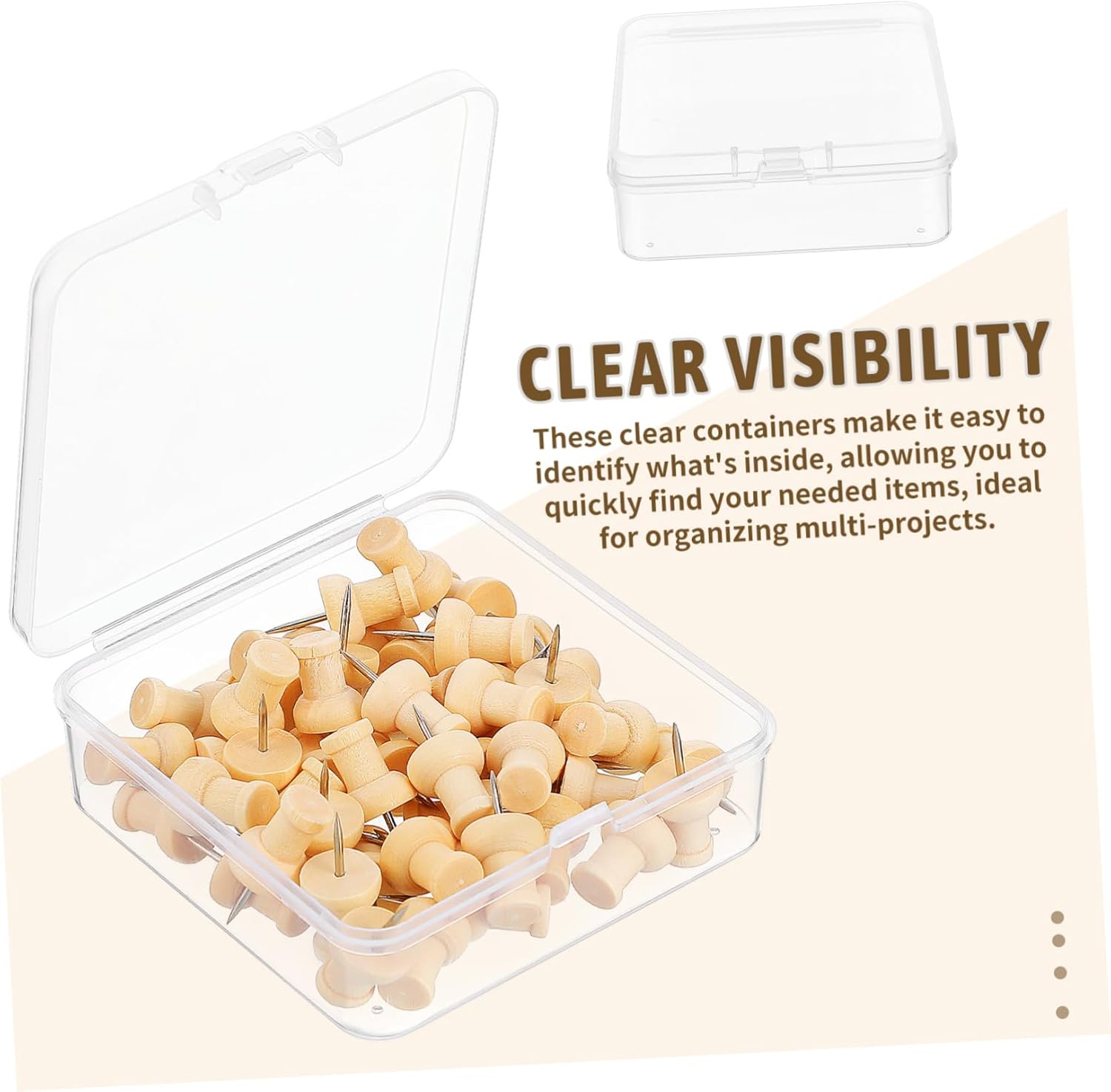 COHEALI 50Pcs Clear Storage Cases Small Organizer Box for Jewelry Beads Craft Supplies Compact Sturdy Versatile Use Easy Visibility