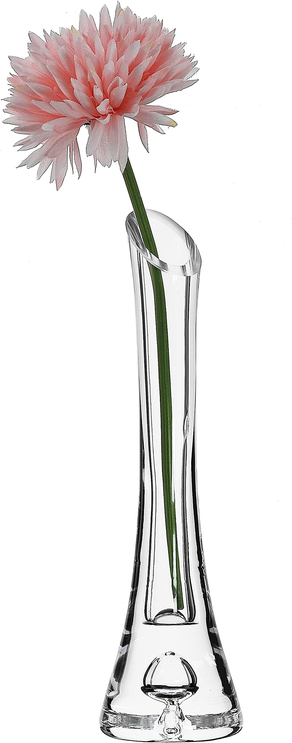 SOLAVIA Clear Glass Handcrafted Heavy Base Single Stem Flower Drop Vase 20cm