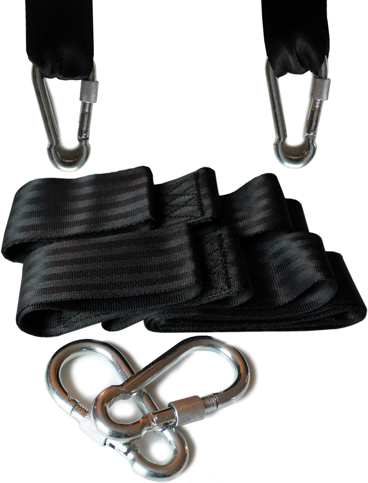 Kovira Tree Swing Hanging Strap Kit 48 Inch Outdoor Hammock Straps and Strong Carabiner Hook with Storage Bag - Tree Straps Idle for Tire, Hammocks & Chair- Rope Swings set holds upto 500 lbs