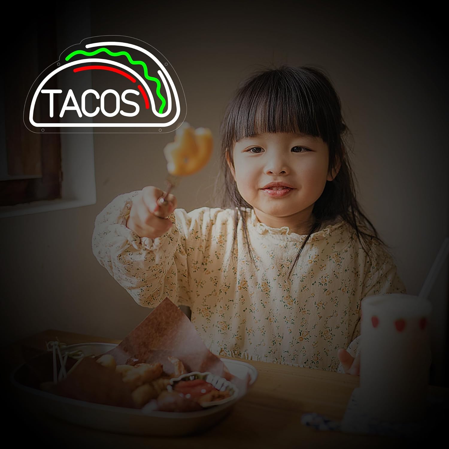 Tacos Shaped Neon Sign Neon Taco LED Signs for Mexican Food Restaurant Wall Decor Tacos Decorations for Taco Bar Party Kitchen Restaurant Wall Art Decor Signs