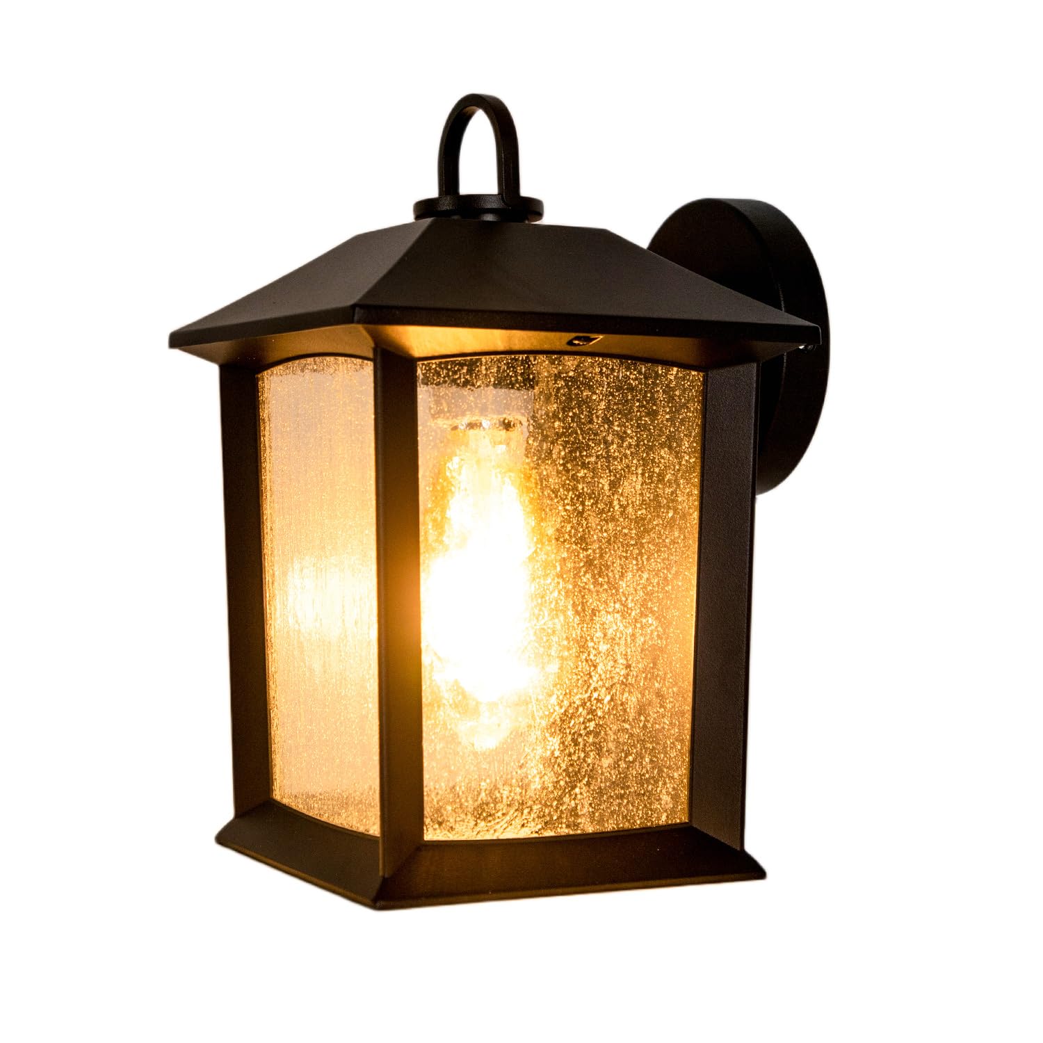 Lutec Black Outdoor Wall Lights,Exterior Garden Light With Clear Glass, E27 Wall Light Lantern Sconce (Bulbs Not Included),Ip44 Waterproof, Wall Lantern For Porch, Backyard, Patio, House, Garage,