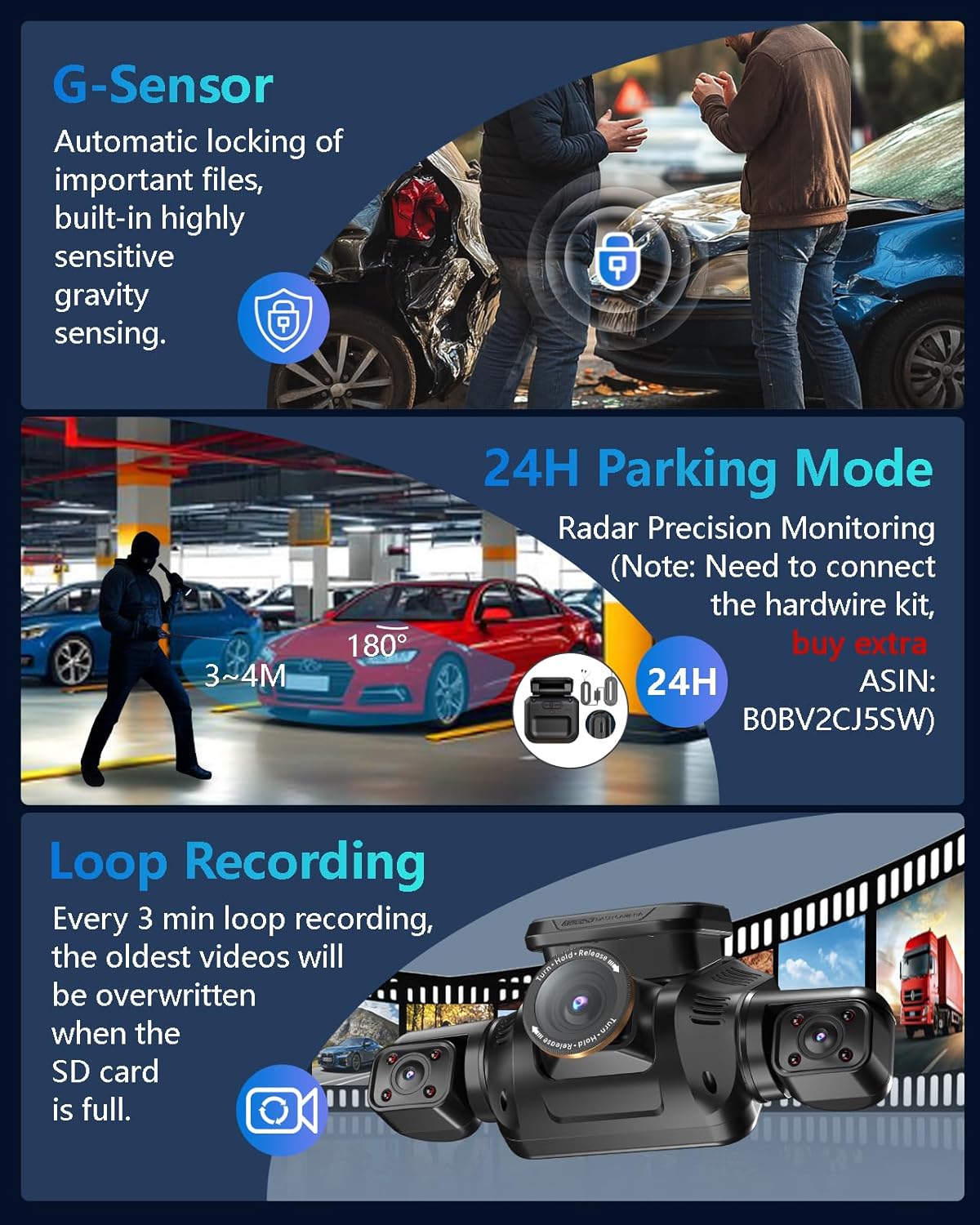 AI 4K Dash Cam Front and Rear, 4 Channel 360° View Camera for Car | 5GHz WiFi, AI Driver Monitor System DMS, Night Vision, Voice Control, GPS, Free 64GB Card, G-Sensor, 24H Parking Mode, V8PLUS thumbnail