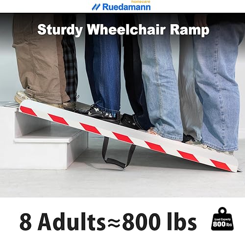 Miniatura 2 de Ruedamann Rampa para silla de ruedas resistente de 5 pies, aluminio duradero con capacidad de carga de 800 libras, rampa de umbral antideslizante y