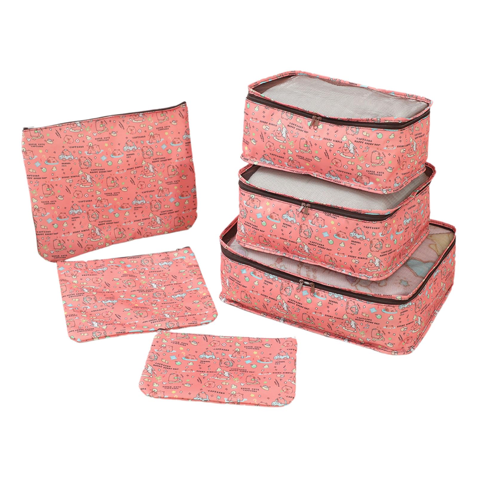 Buxuaaaa 6Pieces Luggage Organizers Set Packing Cubes with Water Resistant Materials Includes Shoe Bag and Toiletry Pouches Packing Bags