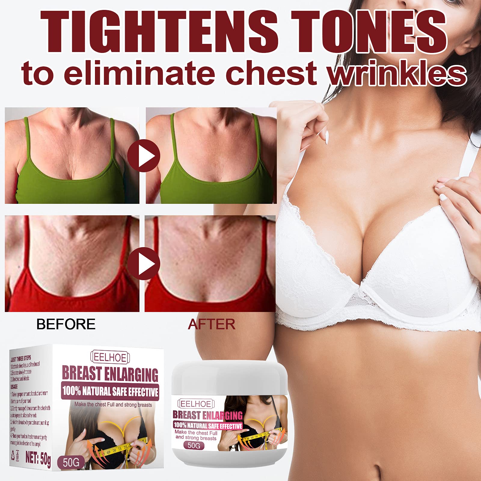 Breast Enhancement Cream, Clinically Proven for Bigger, Fuller Breasts, Bust Firming Lifting Breast Enlargement Essential Oil Lifts Your Boobs, Natural Bust Enhancement (1 PCS)