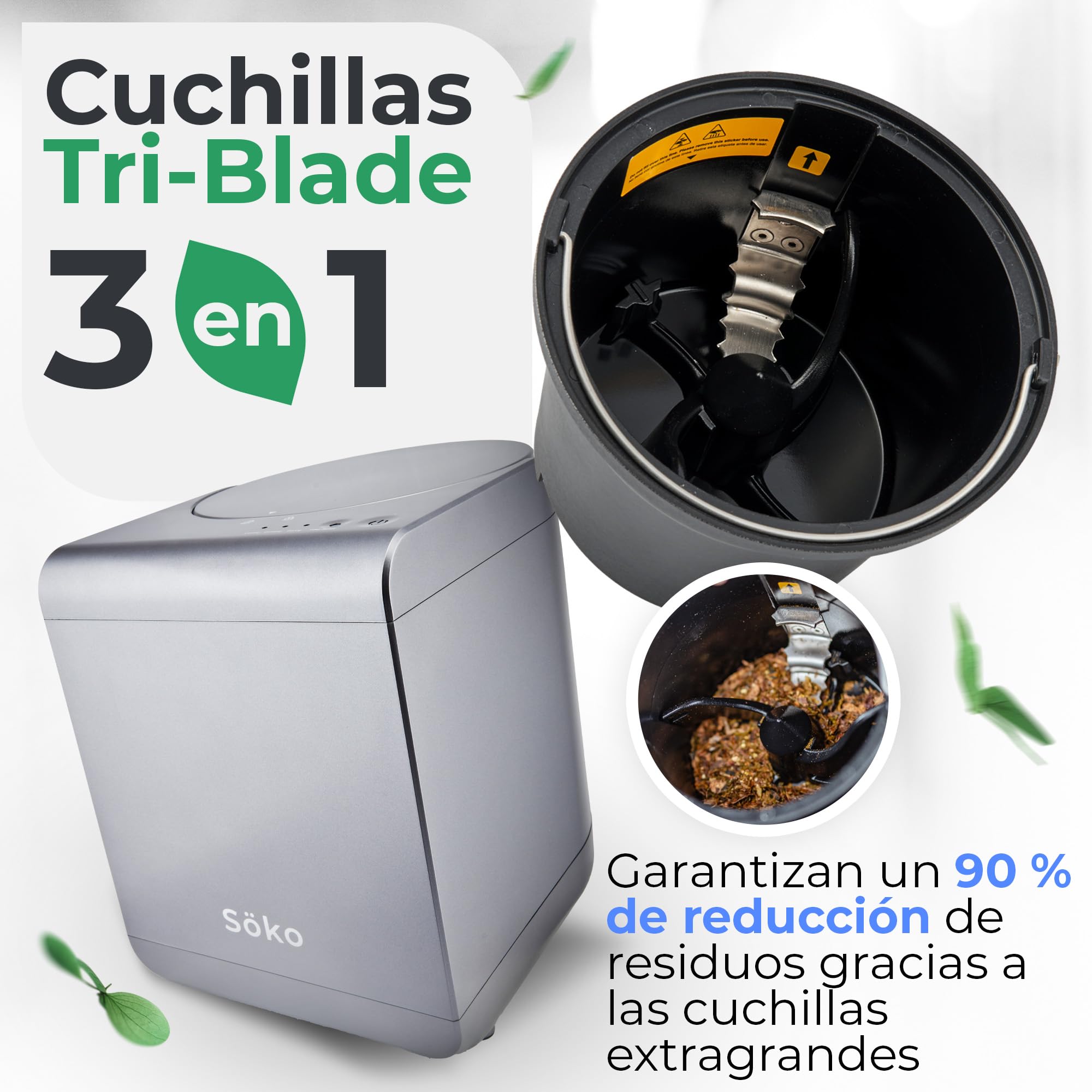 Compostador eléctrico [2 filtros de carbón Activo] Compostador eléctrico rápido: solución revolucionaria para el Compost en la Cocina, el jardín y el balcón | Mini compostador eléctrico