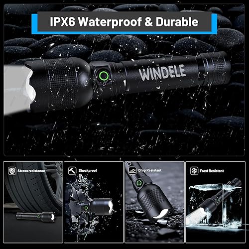 Miniatura 7 de Linterna LED recargable superbrillante, impermeable, 5 modos, diseño compacto, perfecta para camping, senderismo, emergencias (paquete de 2)