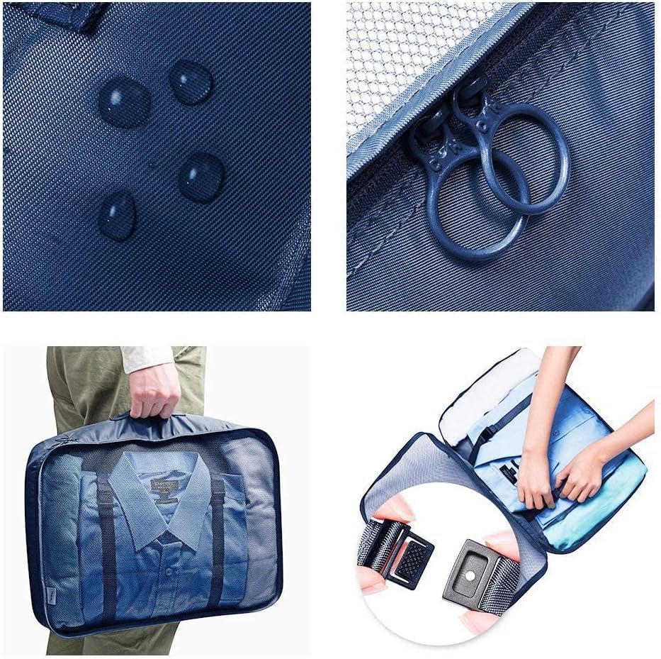 Image of polyester 7 Set Packing Cubes Luggage Packing Organizers For Travel Accessories storage organiser (navy blue)
