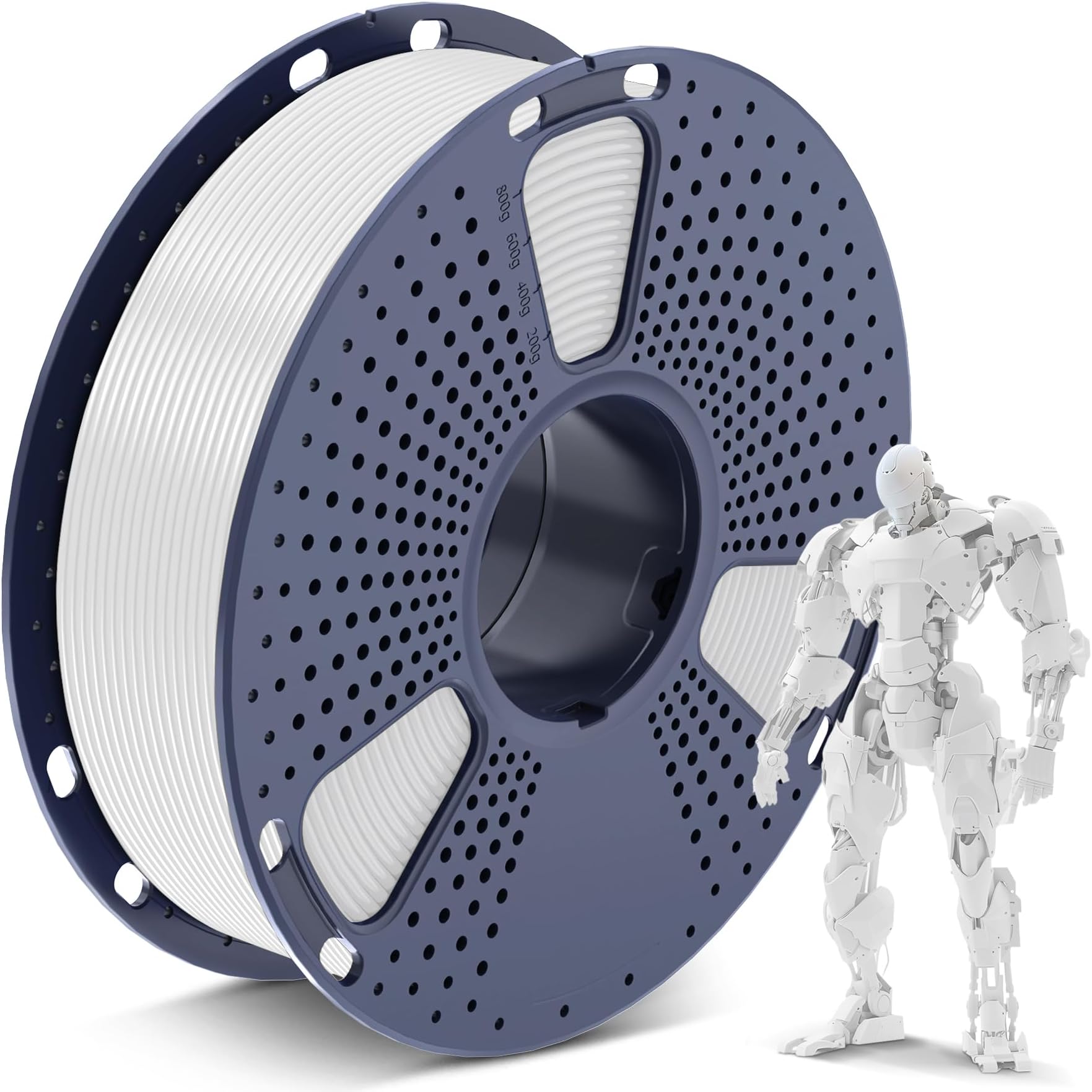 PLA 3D Printer Filament PLA Filament 1.75mm, Neatly Wound 3D Printing Filament, Dimensional Accuracy +/- 0.02 mm, Fit Most FDM 3D Printer, 1kg Spool (2.2lbs), Good for Lithophane, White