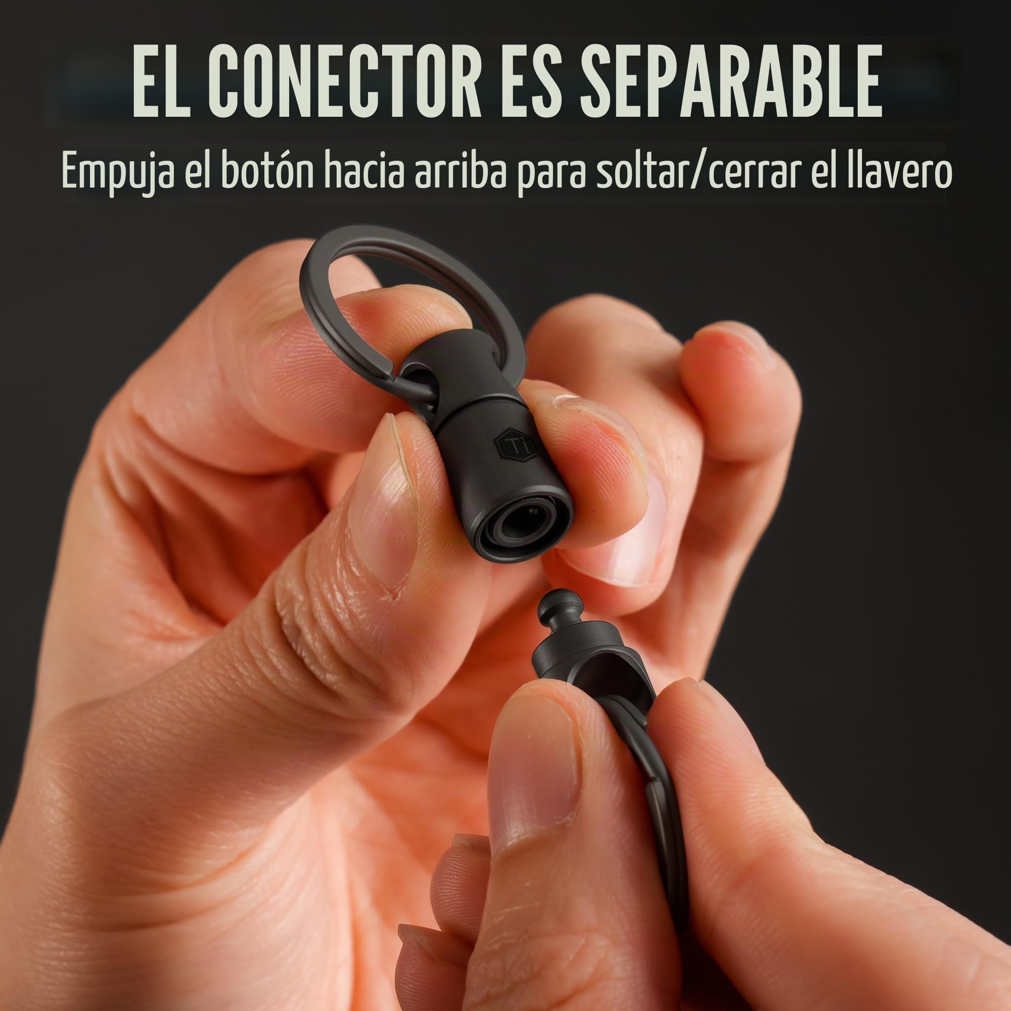 KeyUnity KA24BK - Conector de llavero desmontable, llavero giratorio de doble extremo, organizador de llaves giratorio de titanio para mosquetón