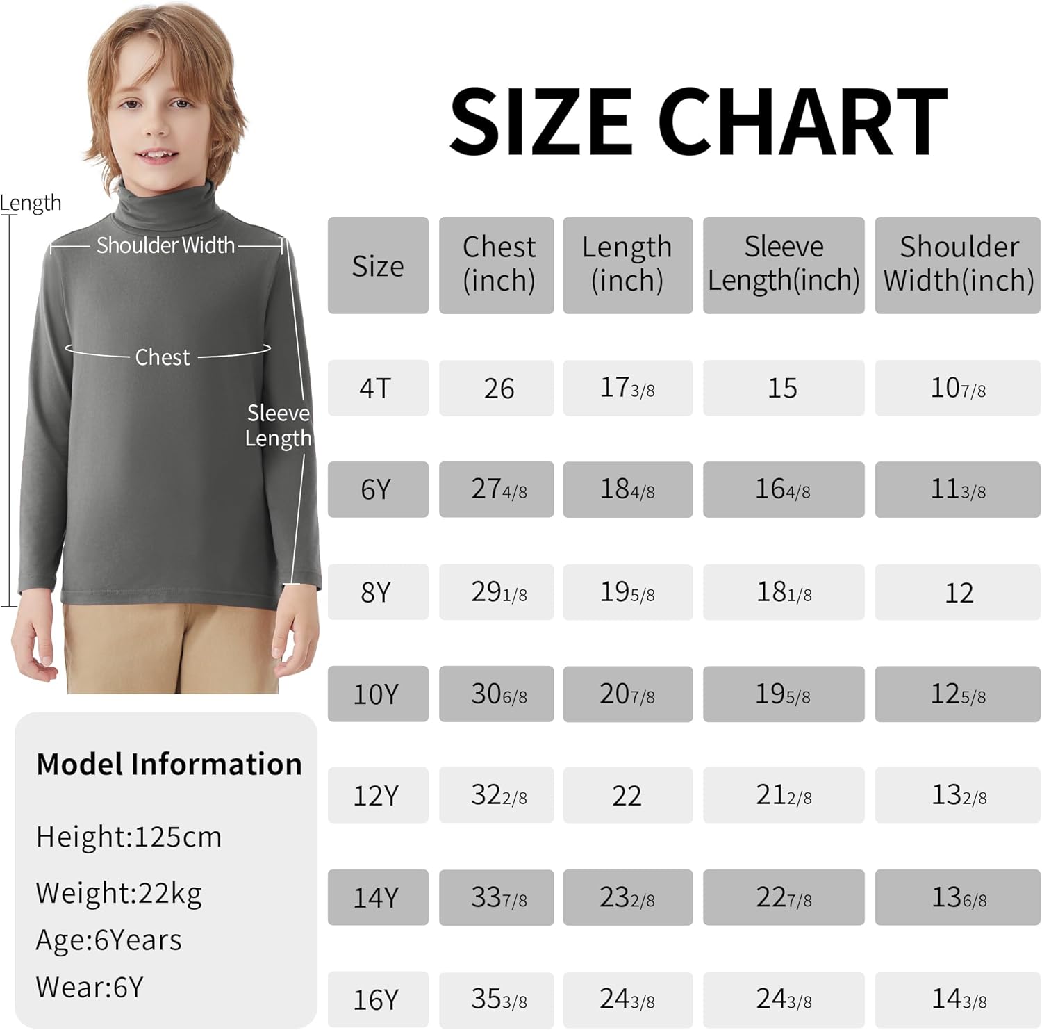 QBK Boys Turtleneck Long Sleeve Thermal Turtle Neck Sweater for Kids 4T-16 Years Soft Warm Under Shirts - Image 7