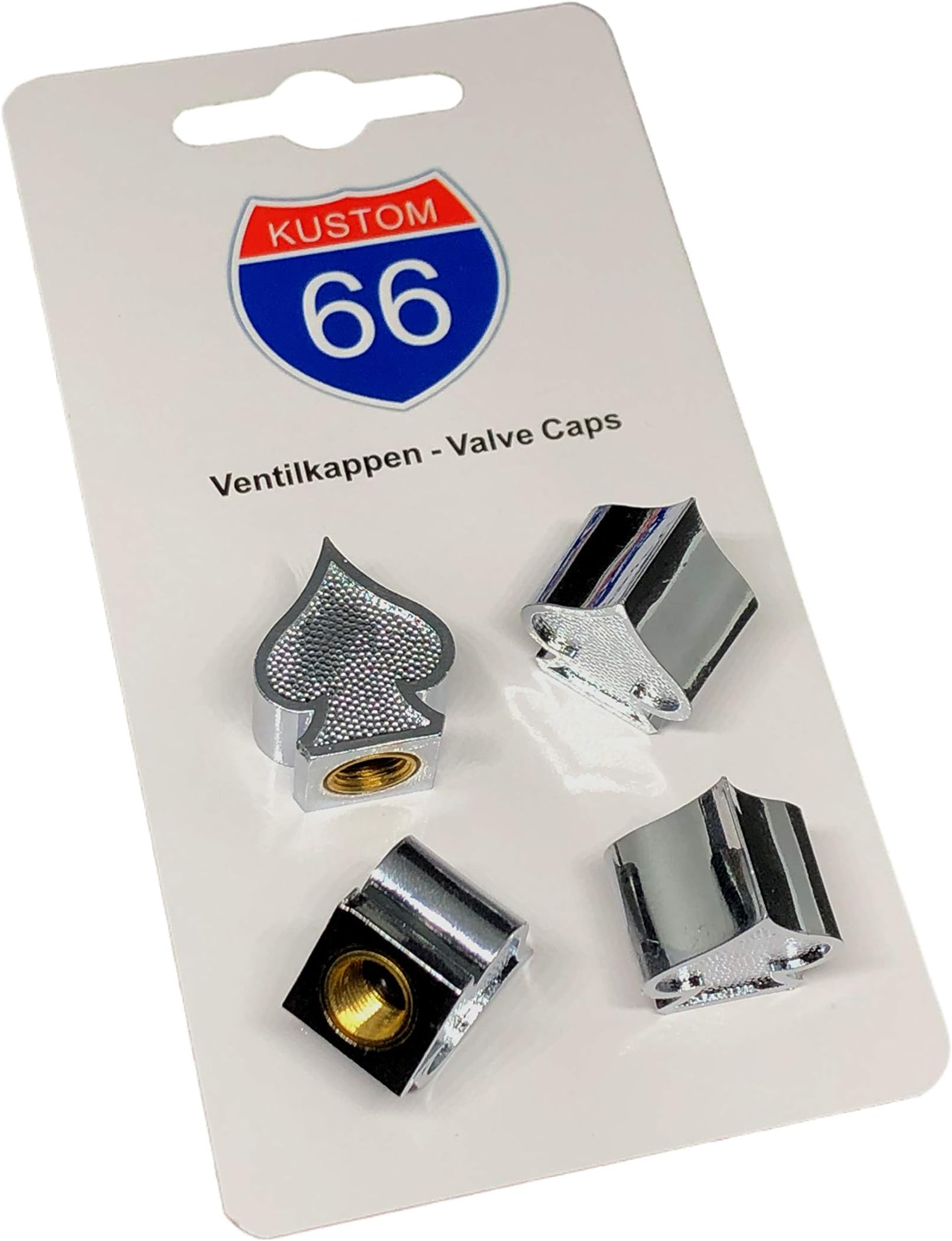 Set of 4 Valve Caps Spades Silver for Car and Motorcycle